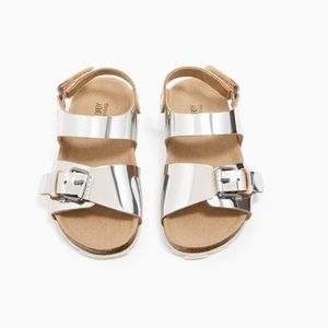 ZARA kids silver metallic strap sandal. NWT toddler size 8.